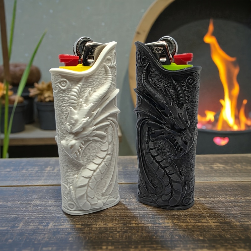 3D Printing Pla - حافظة ولاعة بتصميم تنين مزخرف على