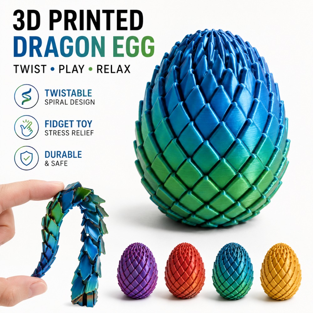 3D Printing Egg - لعبة بيضة التنين الملتوية ثلاثية الأبعاد
