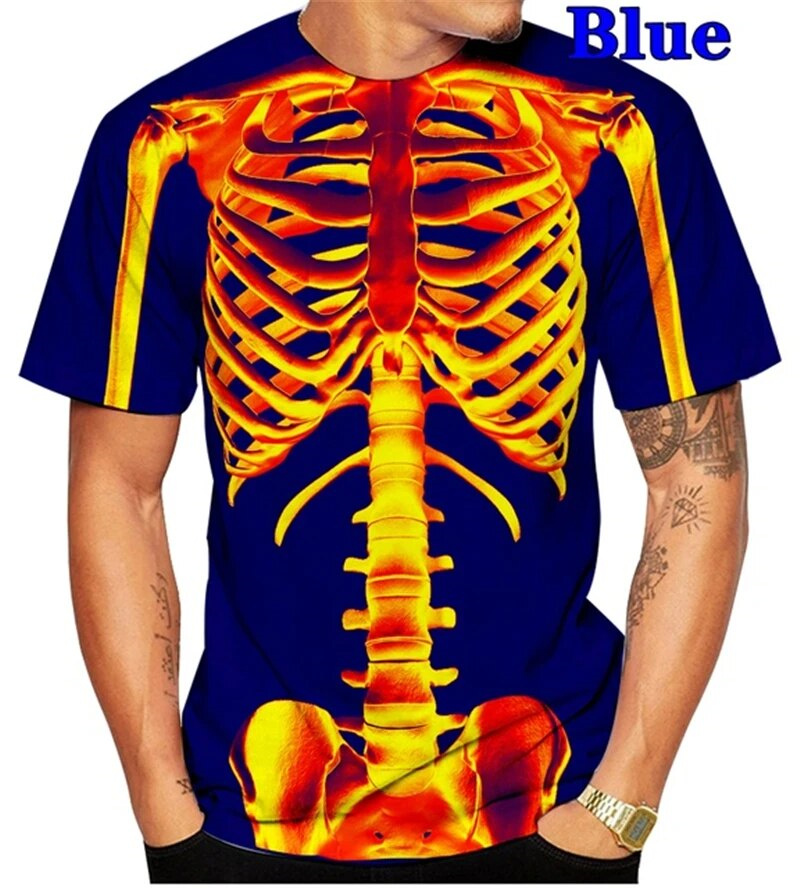 تي شيرت برسومات على شكل جمجمة  - مراجعة 3D Printing X Ray وسعره
